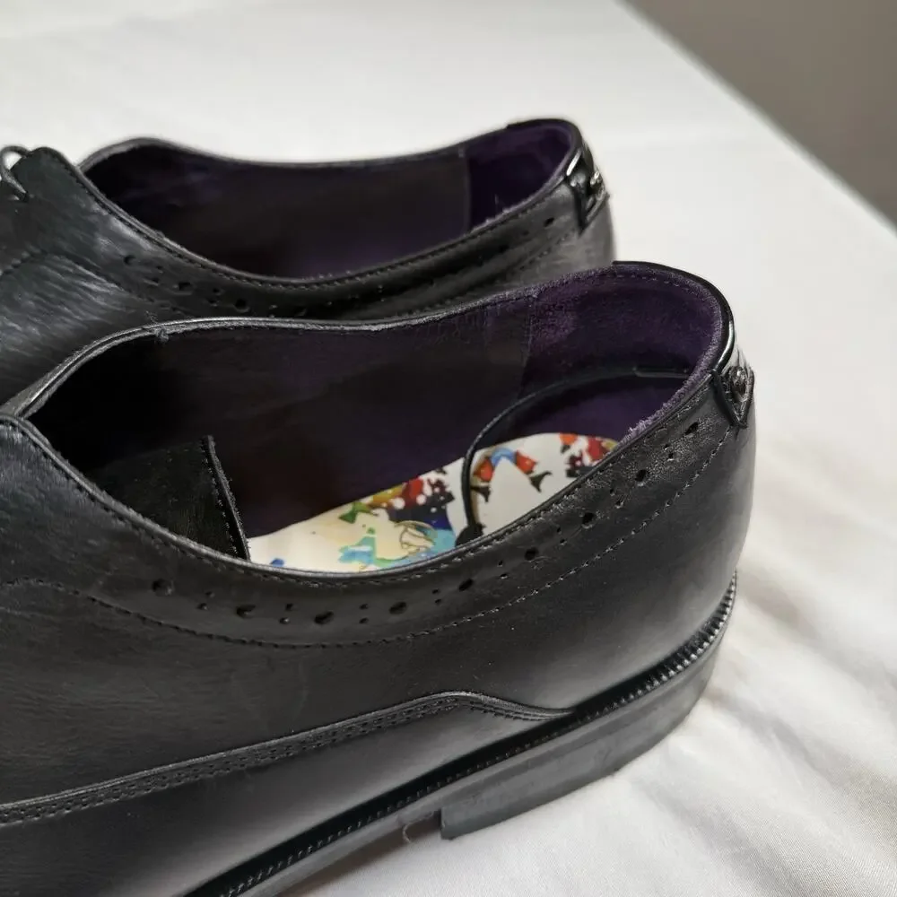 Robert Graham Mackenzie Made In Italy Plain Toe Oxford Shoes Black 11D